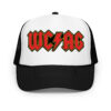 AC/DC style WCAG trucker hat white and black