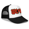 AC/DC style WCAG trucker hat white and black side view